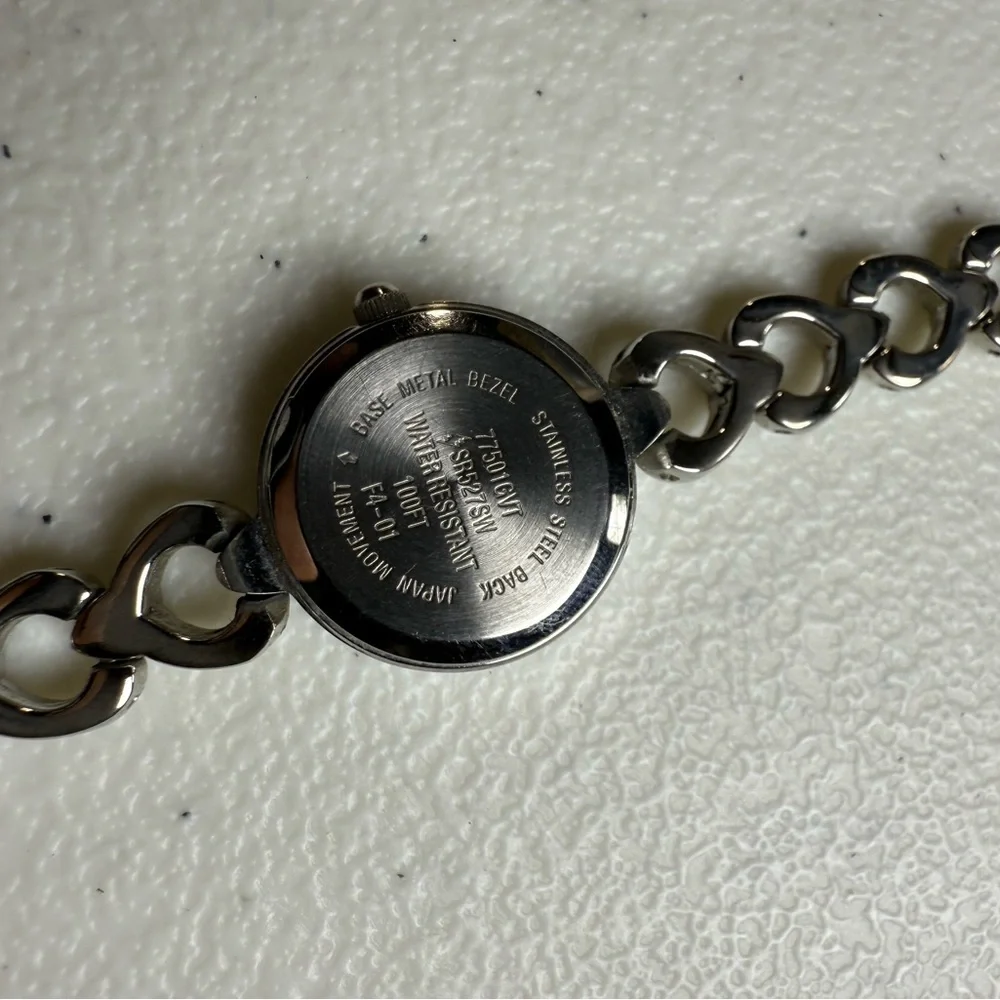 Y2K Shiny Silver Link Watch Versatile Dressy / Casual Marcasite Crystals 6 3/4”